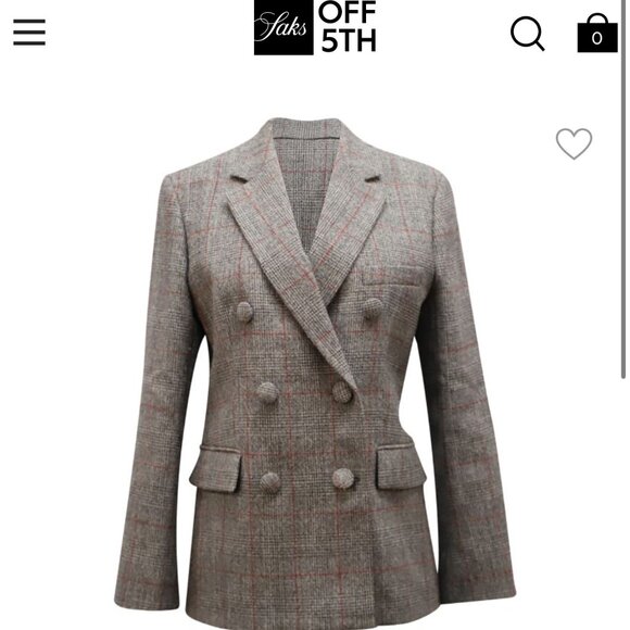 Helmut Lang Prince of whales double- breasted blazer in grey wool - Picture 1 of 4